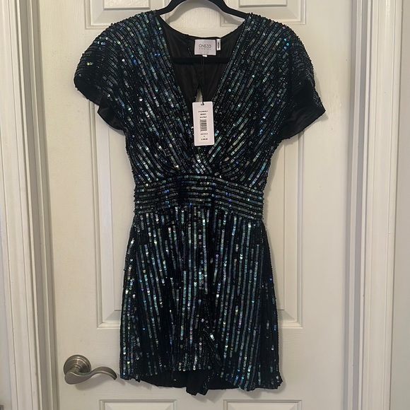one33 social Pants - NWT One33 social sequin romper short sleeve black blue size 0